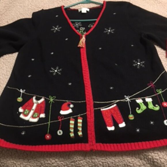 Christopher & Banks Christmas Zip Up Sweater  XL - Picture 1 of 12